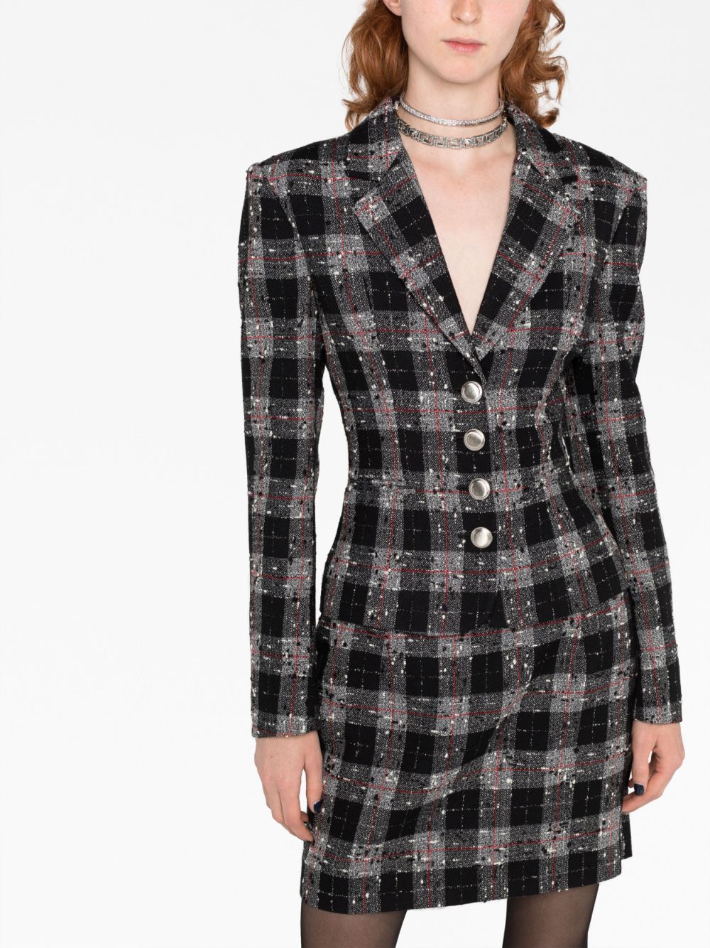 Black stitch detail checked blazer women ALESSANDRA RICH